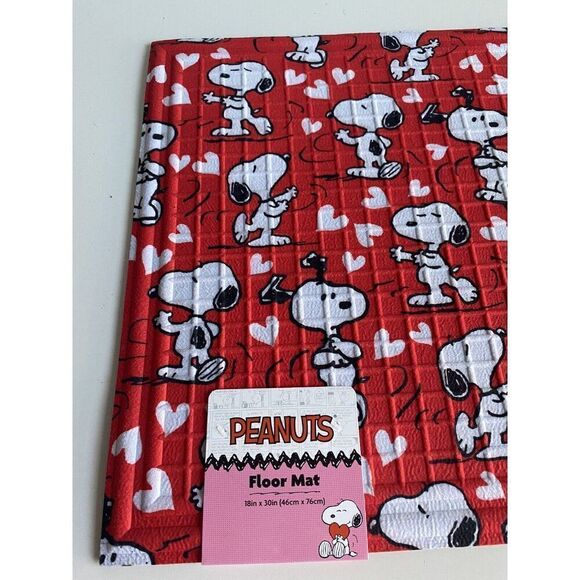 Peanuts Snoopy Valentines Outdoor Rubber Door Mat Rug 18X30” Red Hearts NEW - Picture 4 of 14